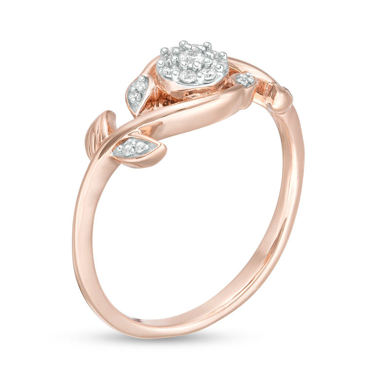0.085 CT. T.W. Composite Diamond Vine Bypass Promise Ring in 10K Rose Gold