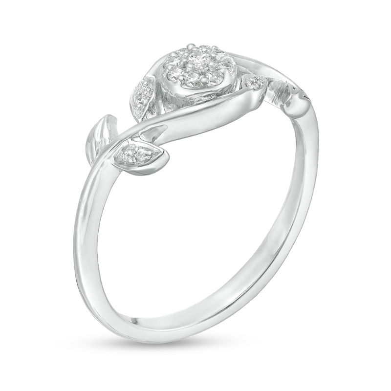0.085 CT. T.W. Composite Diamond Vine Bypass Promise Ring in 10K White Gold