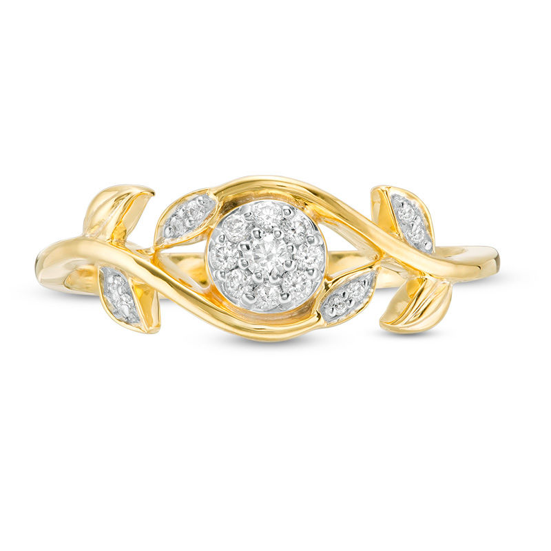 Main Image 4 of 0.085 CT. T.W. Composite Diamond Vine Bypass Promise Ring in 10K Gold