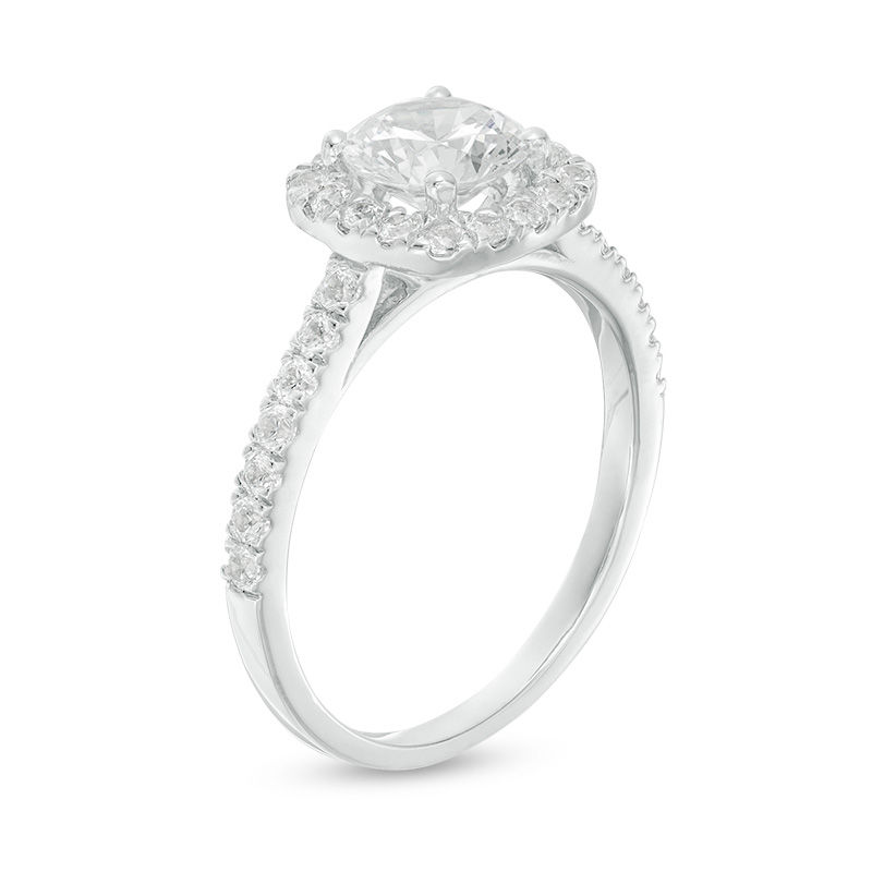 1.45 CT. T.W. Diamond Cushion Frame Engagement Ring in 14K White Gold