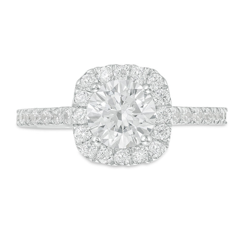 1.45 CT. T.W. Diamond Cushion Frame Engagement Ring in 14K White Gold