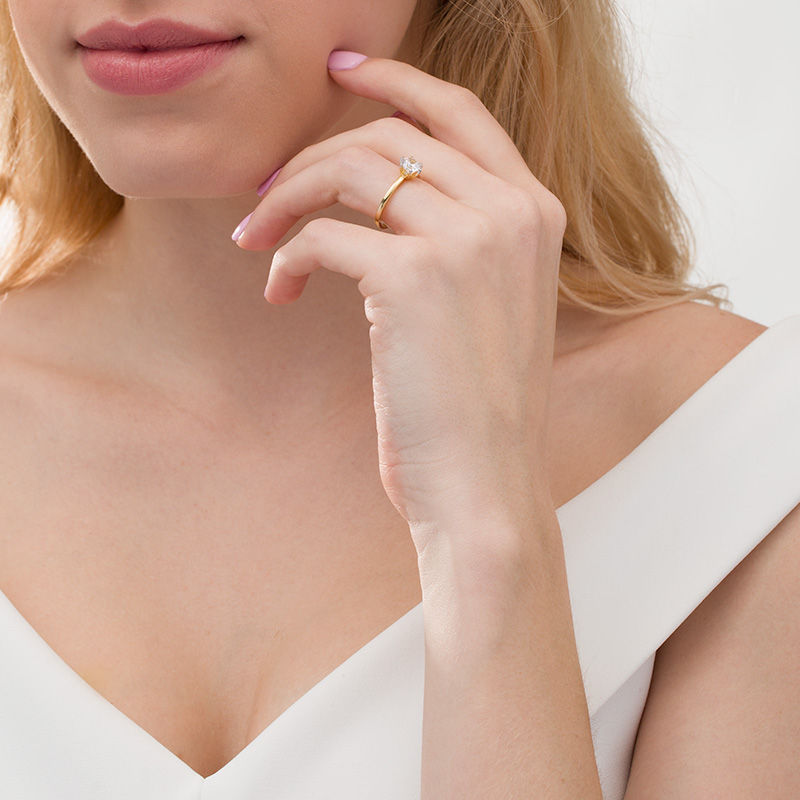 Main Image 2 of 0.80 CT. Diamond Solitaire Engagement Ring in 14K Gold (I/I2)