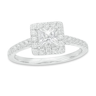 1.23 CT. T.W. Princess-Cut Diamond Frame Engagement Ring in 14K White Gold