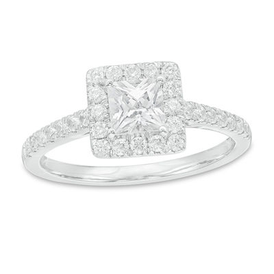 1.23 CT. T.W. Princess-Cut Diamond Frame Engagement Ring in 14K White Gold