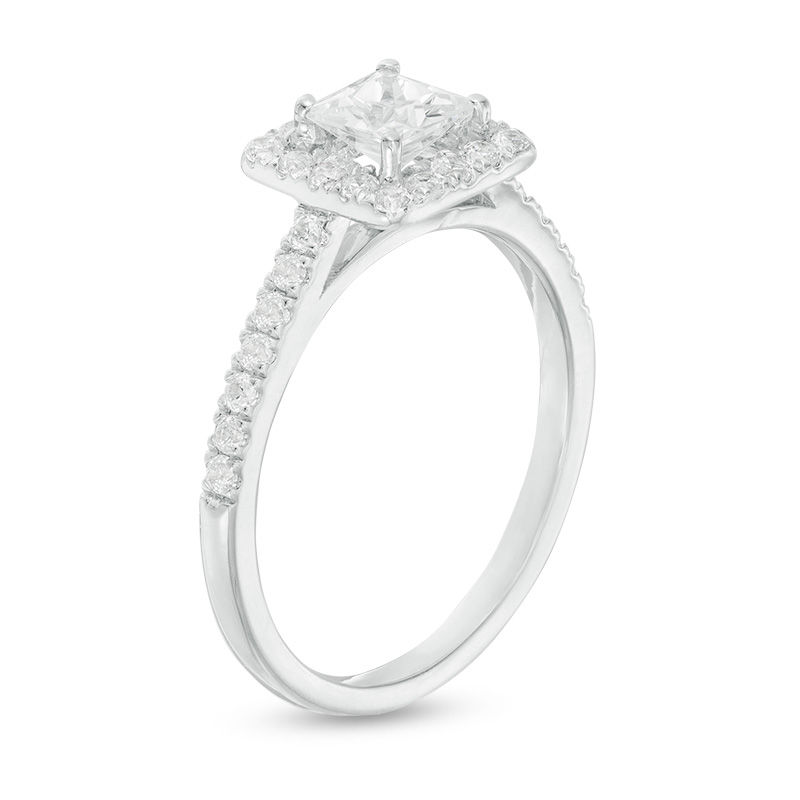1.23 CT. T.W. Princess-Cut Diamond Frame Engagement Ring 14K White Gold