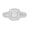 Thumbnail Image 4 of 0.95 CT. T.W. Princess-Cut Diamond Double Cushion Frame Vintage-Style Engagement Ring in 14K White Gold