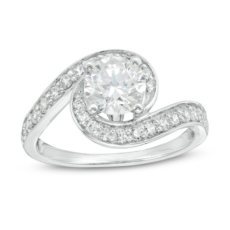 1.45 CT. T.W. Diamond Bypass Engagement Ring in 14K White Gold