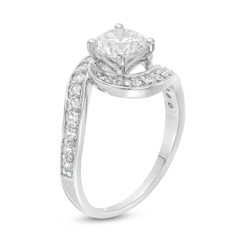 1.45 CT. T.W. Diamond Bypass Engagement Ring in 14K White Gold