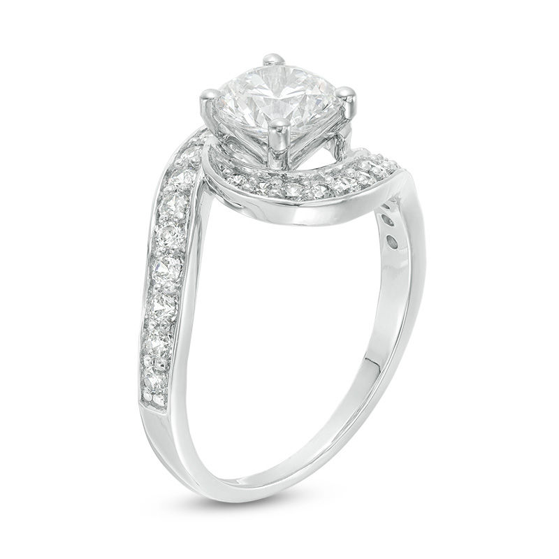 Main Image 3 of 1.45 CT. T.W. Diamond Bypass Engagement Ring in 14K White Gold