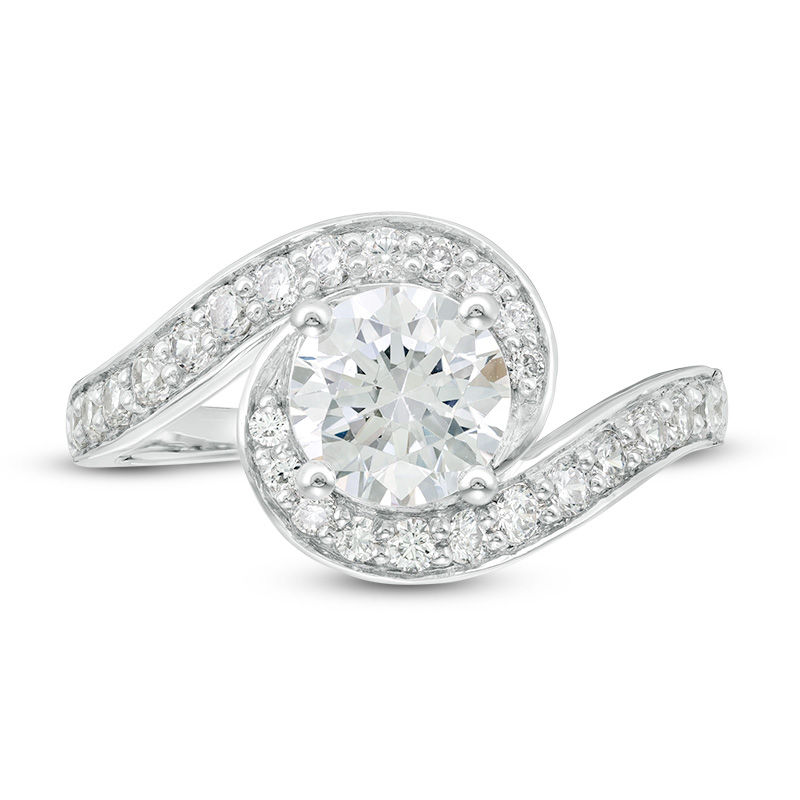 Main Image 4 of 1.45 CT. T.W. Diamond Bypass Engagement Ring in 14K White Gold