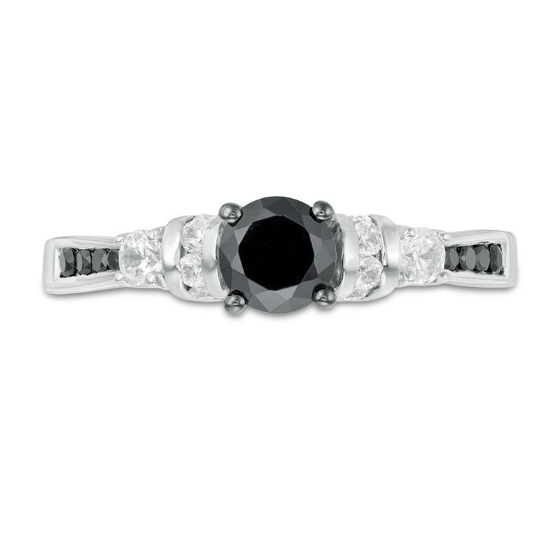 0.80 CT. T.W. Enhanced Black and White Diamond Engagement Ring in 10K White Gold