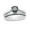 Thumbnail Image 1 of 0.80 CT. T.W. Black and White Diamond Solitaire Bridal Set in 10K White Gold