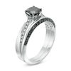 Thumbnail Image 2 of 0.80 CT. T.W. Enhanced Black and White Diamond Solitaire Bridal Set in 10K White Gold