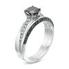 Thumbnail Image 2 of 0.80 CT. T.W. Black and White Diamond Solitaire Bridal Set in 10K White Gold