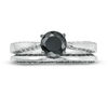 Thumbnail Image 4 of 0.80 CT. T.W. Black and White Diamond Solitaire Bridal Set in 10K White Gold