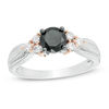 Thumbnail Image 0 of 0.95 CT. T.W. Enhanced Black and White Diamond Tri-Sides Engagement Ring in 10K Two-Tone Gold