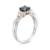 Thumbnail Image 2 of 0.95 CT. T.W. Enhanced Black and White Diamond Tri-Sides Engagement Ring in 10K Two-Tone Gold