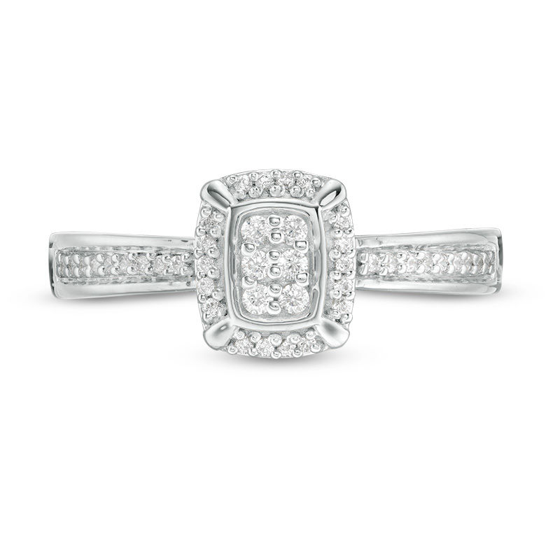 0.146 CT. T.W. Composite Diamond Cushion Frame Ring in 10K White Gold