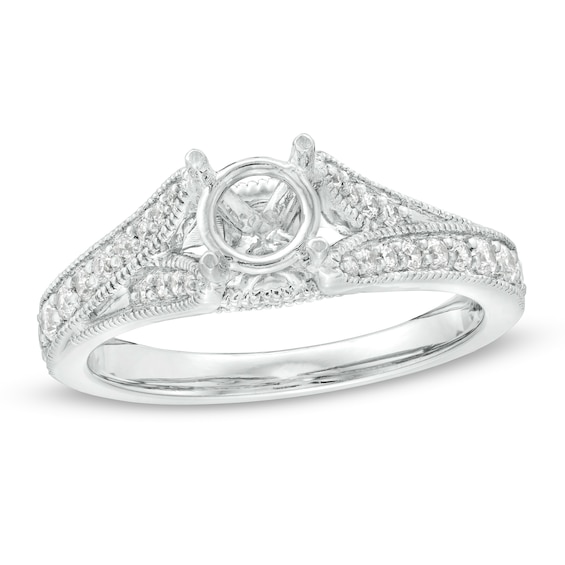 0.37 CT. T.W. Diamond Vintage-Style Split Shank Semi-Mount in 14K White Gold