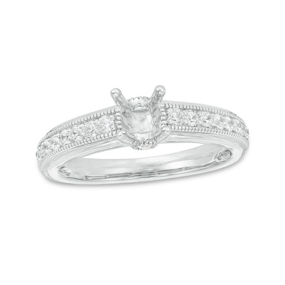0.23 CT. T.W. Diamond Vintage-Style Semi-Mount in 14K White Gold