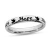 Thumbnail Image 0 of Stackable Expressions™ Black Enamel "Hope" and Dove Ring in Sterling Silver
