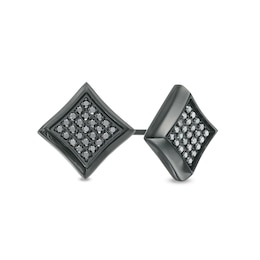 0.25 CT. T.W. Square-Shaped Black Multi-Diamond Concave Stud Earrings in Stainless Steel with Black IP