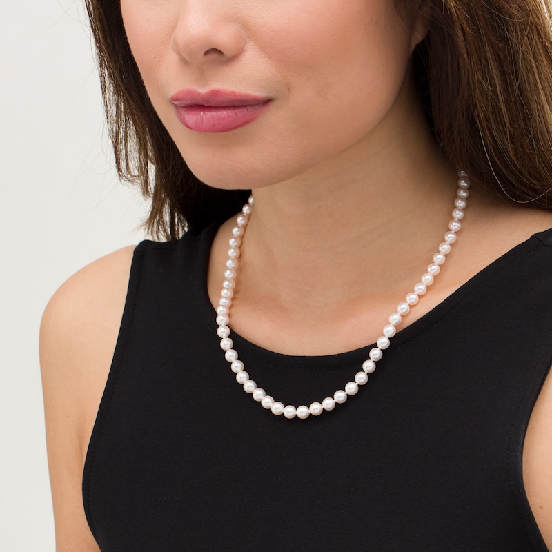 6.0 - 6.5mm Cultured Akoya Pearl Strand Necklace with 14K Gold Clasp