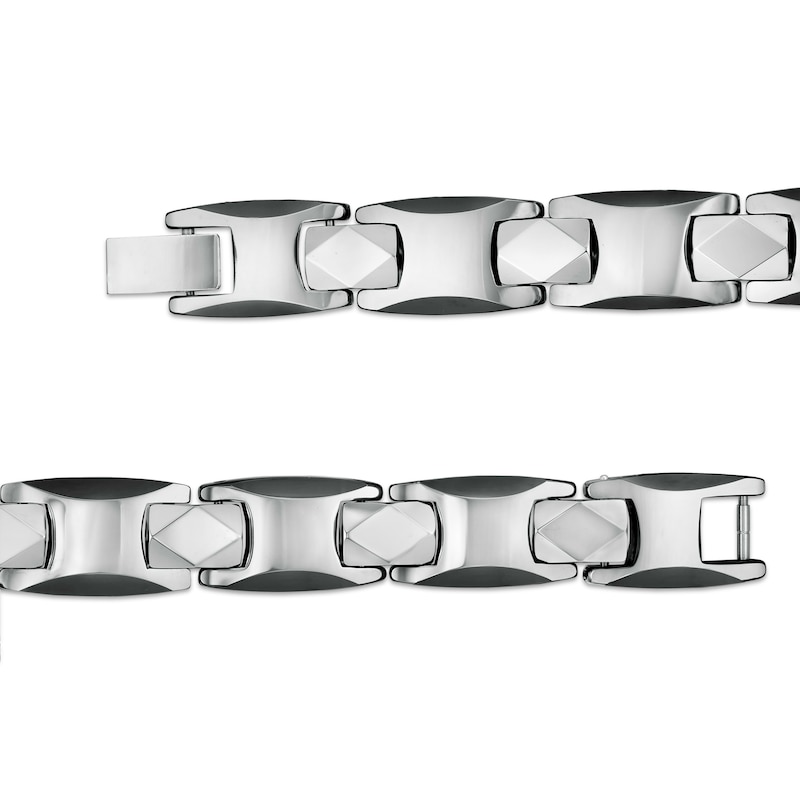 Men's Bevelled Edge Link Bracelet in Stainless Steel and Black IP - 8.5"|Peoples Jewellers