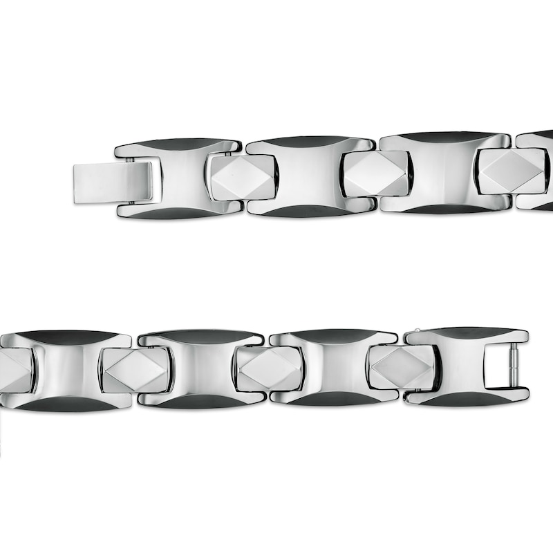 Main Image 2 of Bevelled Edge Link Bracelet in Stainless Steel and Black IP - 8.5"