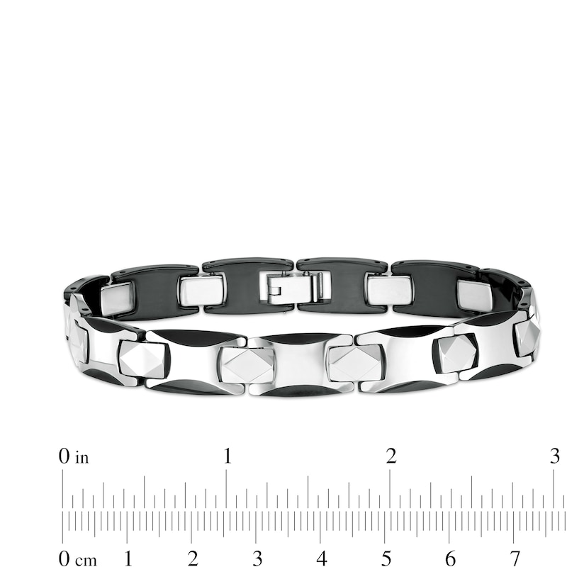 Men's Bevelled Edge Link Bracelet in Stainless Steel and Black IP - 8.5"