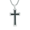 Thumbnail Image 1 of Men's Carbon Fiber Raised Cross Pendant in Stainless Steel - 24"