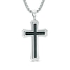 Thumbnail Image 0 of Men's Carbon Fiber Raised Cross Pendant in Stainless Steel - 24"