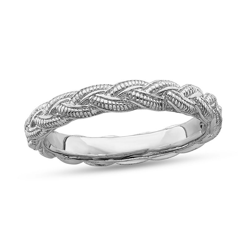 Stackable Expressions™ Beaded Braided Ring in Sterling Silver|Peoples Jewellers