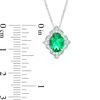 Thumbnail Image 3 of Oval Lab-Created Emerald and White Sapphire Scallop Frame Vintage-Style Pendant in Sterling Silver