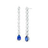 Thumbnail Image 0 of Pear-Shaped Lab-Created Blue and White Sapphire Line Drop Earrings in Sterling Silver