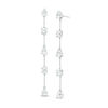 Pear-Shaped and Round Lab-Created White Sapphire Alternating Station Linear Drop Earrings in Sterling Silver