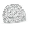 Thumbnail Image 1 of 1.95 CT. T.W. Multi-Diamond Triple Cushion Frame Split Shank Vintage-Style Ring in 10K White Gold