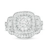 Thumbnail Image 3 of 1.59 CT. T.W. Diamond Three Stone Cushion Frame Bridal Set in 10K White Gold