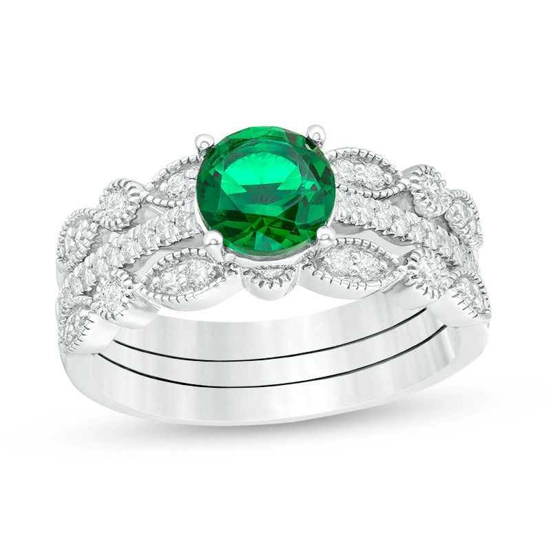 Emerald stone bridal set deals