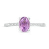 Thumbnail Image 4 of Oval Amethyst and 0.086 CT. T.W. Diamond Ring in Sterling Silver