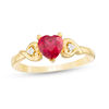 Thumbnail Image 1 of 6.0mm Lab-Created Ruby and White Sapphire Triple Heart Ring in Sterling Silver with 14K Gold Plate