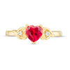 Thumbnail Image 4 of 6.0mm Lab-Created Ruby and White Sapphire Triple Heart Ring in Sterling Silver with 14K Gold Plate