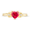 Thumbnail Image 3 of 6.0mm Lab-Created Ruby and White Sapphire Triple Heart Ring in Sterling Silver with 14K Gold Plate