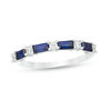 Thumbnail Image 0 of Baguette Lab-Created Blue Sapphire and 0.18 CT. T.W. Diamond Alternating Four Stone Ring in 10K White Gold