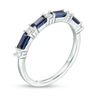 Thumbnail Image 2 of Baguette Lab-Created Blue Sapphire and 0.18 CT. T.W. Diamond Alternating Four Stone Ring in 10K White Gold