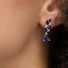 Thumbnail Image 1 of Multi-Shape Lab-Created Blue and Pink Sapphire Floral Cluster Drop Earrings in Sterling Silver