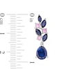 Thumbnail Image 2 of Multi-Shape Lab-Created Blue and Pink Sapphire Floral Cluster Drop Earrings in Sterling Silver