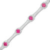 Thumbnail Image 0 of 4.0mm Lab-Created Ruby and White Sapphire Bamboo Link Bracelet in Sterling Silver - 7.5"