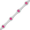 Thumbnail Image 1 of 4.0mm Lab-Created Ruby and White Sapphire Bamboo Link Bracelet in Sterling Silver - 7.5&quot;