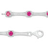 Thumbnail Image 2 of 4.0mm Lab-Created Ruby and White Sapphire Bamboo Link Bracelet in Sterling Silver - 7.5"